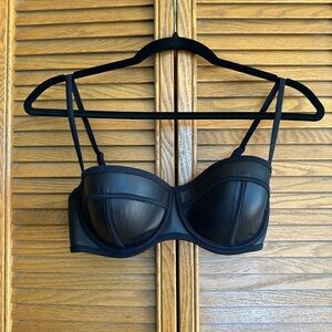 TRIANGL Black Leather Neoprene Bikini Top Women’s Small++